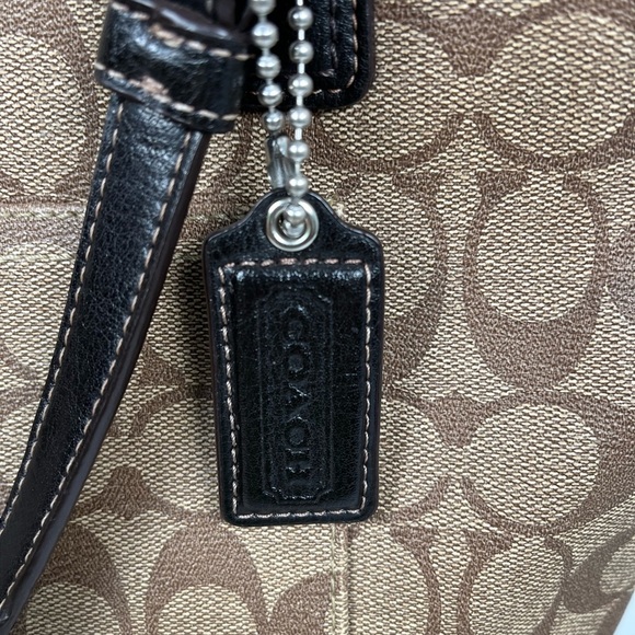 Authentic Coach F18917 Peyton Signature Logo Heritage Handbag Tote Brown Vtg Y2K - Picture 9 of 16